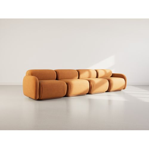 Penelope - Canapé Droit Modulable 4 Places En Velours Texturé Terracotta