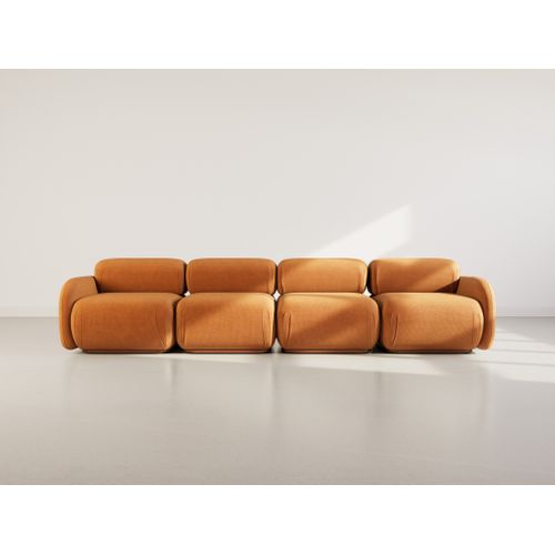 Penelope - Canapé Droit Modulable 4 Places En Velours Texturé Terracotta