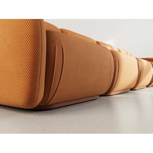 Penelope - Canapé Droit Modulable 4 Places En Velours Texturé Terracotta