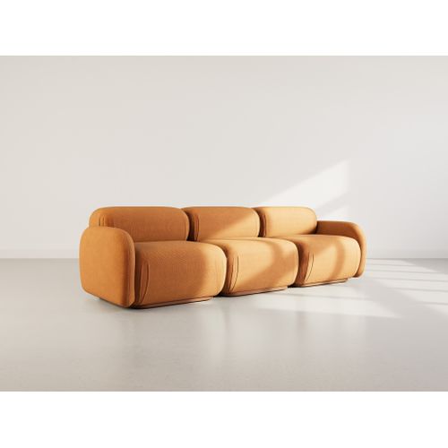 Penelope - Canapé Droit Modulable 3 Places En Velours Texturé Terracotta