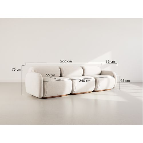 Penelope - Canapé Droit Modulable 3 Places En Velours Texturé Terracotta