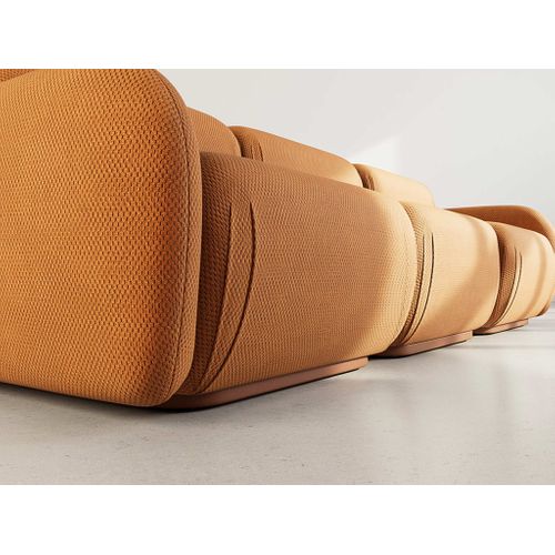 Penelope - Canapé Droit Modulable 3 Places En Velours Texturé Terracotta