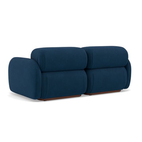 Penelope - Canapé Droit Modulable 2 Places En Velours Texturé Bleu