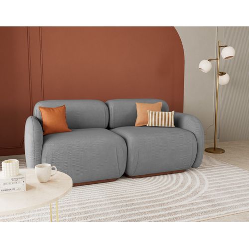 Penelope - Canapé Droit Modulable 2 Places En Velours Texturé Gris