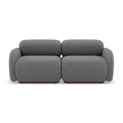 Penelope - Canapé Droit Modulable 2 Places En Velours Texturé Gris