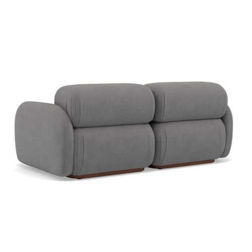 Penelope - Canapé Droit Modulable 2 Places En Velours Texturé Gris