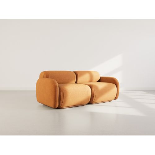 Penelope - Canapé Droit Modulable 2 Places En Velours Texturé Terracotta