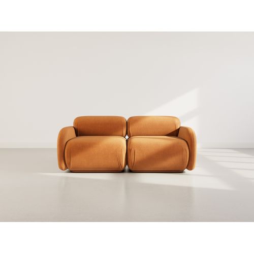 Penelope - Canapé Droit Modulable 2 Places En Velours Texturé Terracotta