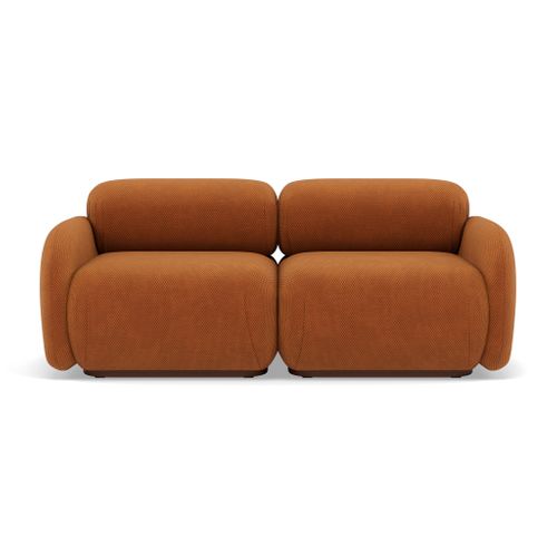 Penelope - Canapé Droit Modulable 2 Places En Velours Texturé Terracotta