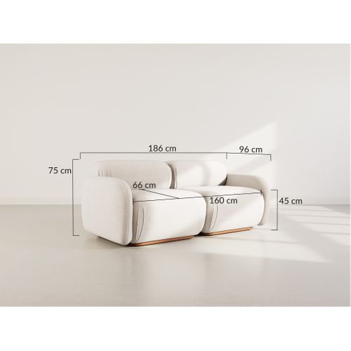 Penelope - Canapé Droit Modulable 2 Places En Velours Texturé Terracotta