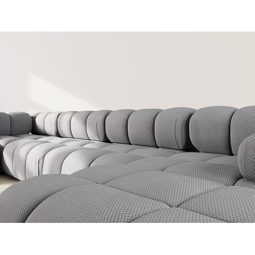 Ruby - Canapé Panoramique Modulable D'angle Gauche 7 Places En Velours Texturé Gris