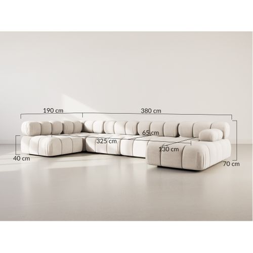 Ruby - Canapé Panoramique Modulable D'angle Gauche 7 Places En Velours Texturé Terracotta