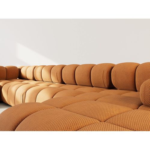 Ruby - Canapé Panoramique Modulable D'angle Gauche 7 Places En Velours Texturé Terracotta