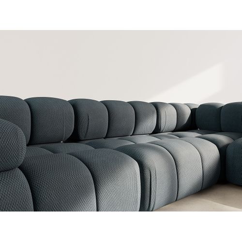 Ruby - Canapé Modulable D'angle Droit 5 Places En Velours Texturé Noir