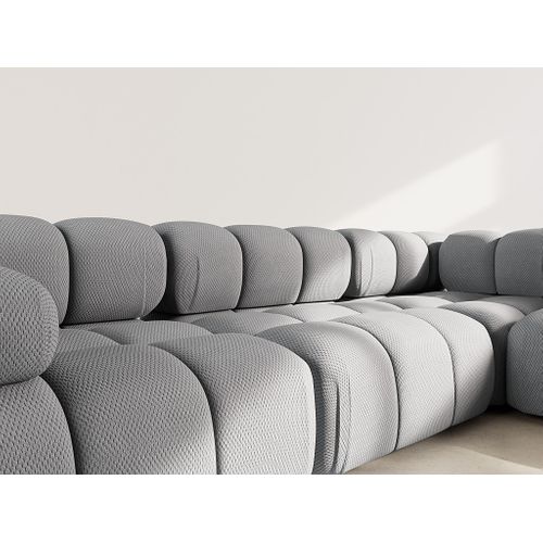 Ruby - Canapé Modulable D'angle Droit 5 Places En Velours Texturé Gris