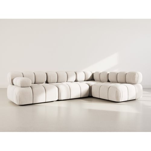 Ruby - Canapé Modulable D'angle Droit 5 Places En Velours Texturé Beige