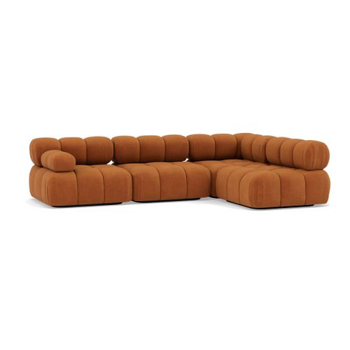 Ruby - Canapé Modulable D'angle Droit 5 Places En Velours Texturé Terracotta