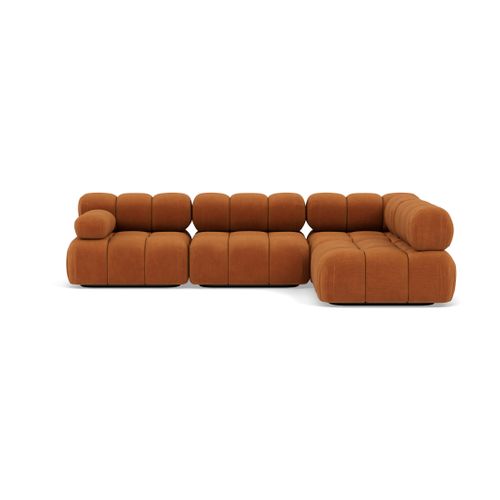 Ruby - Canapé Modulable D'angle Droit 5 Places En Velours Texturé Terracotta