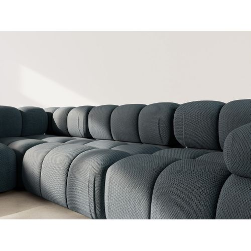 Ruby - Canapé Modulable D'angle Gauche 5 Places En Velours Texturé Noir