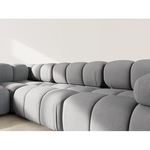 Ruby - Canapé Modulable D'angle Gauche 5 Places En Velours Texturé Gris