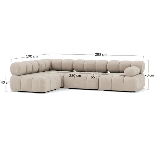 Ruby - Canapé Modulable D'angle Gauche 5 Places En Velours Texturé Terracotta