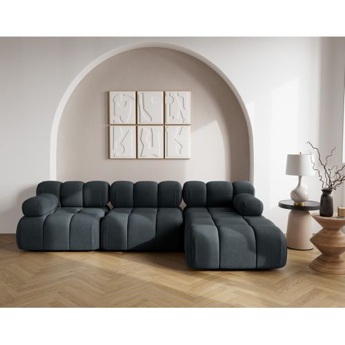 Ruby - Canapé Modulable D'angle Droit 4 Places En Velours Texturé Noir