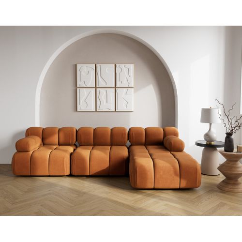 Ruby - Canapé Modulable D'angle Droit 4 Places En Velours Texturé Terracotta