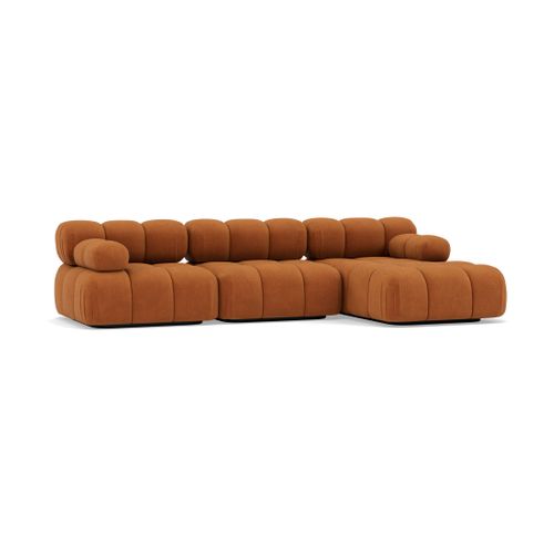 Ruby - Canapé Modulable D'angle Droit 4 Places En Velours Texturé Terracotta