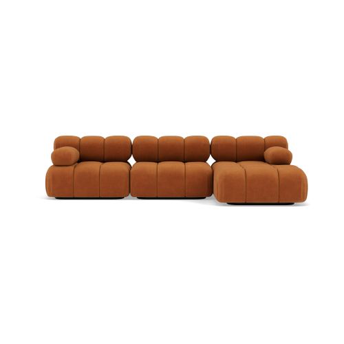 Ruby - Canapé Modulable D'angle Droit 4 Places En Velours Texturé Terracotta