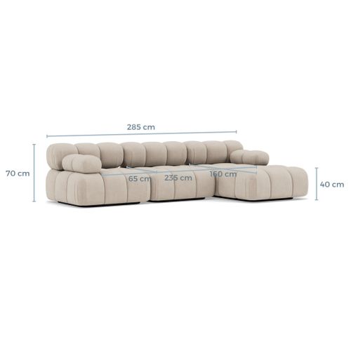 Ruby - Canapé Modulable D'angle Droit 4 Places En Velours Texturé Terracotta