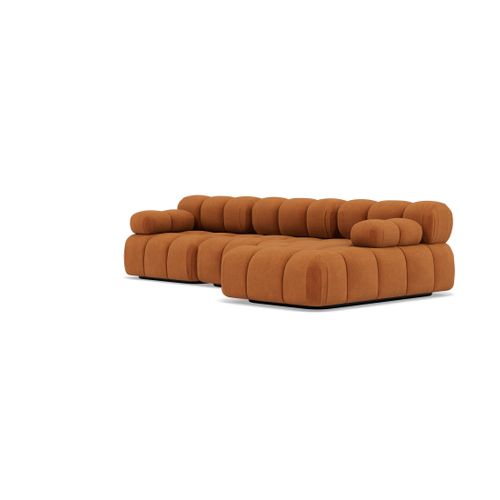 Ruby - Canapé Modulable D'angle Droit 4 Places En Velours Texturé Terracotta