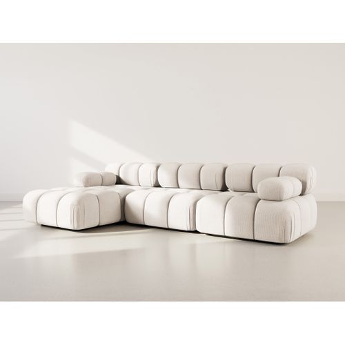 Ruby - Canapé Modulable D'angle Gauche 4 Places En Velours Texturé Beige