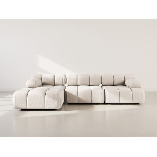 Ruby - Canapé Modulable D'angle Gauche 4 Places En Velours Texturé Beige
