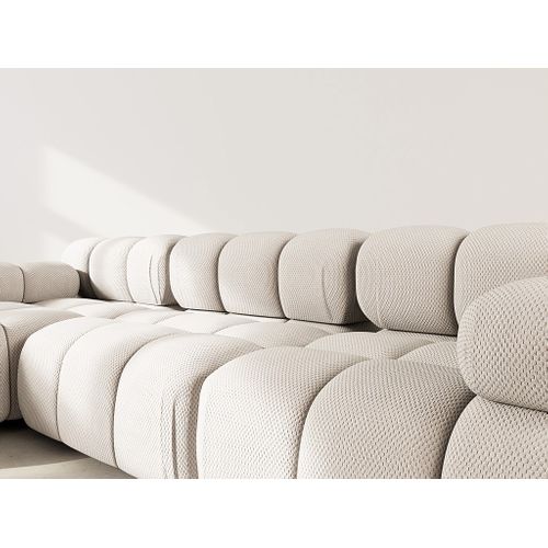 Ruby - Canapé Modulable D'angle Gauche 4 Places En Velours Texturé Beige