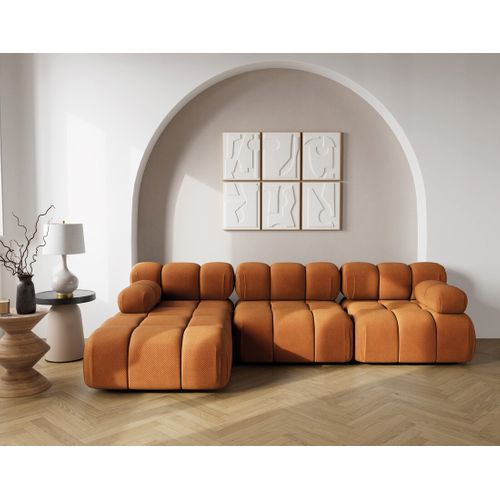 Ruby - Canapé Modulable D'angle Gauche 4 Places En Velours Texturé Terracotta