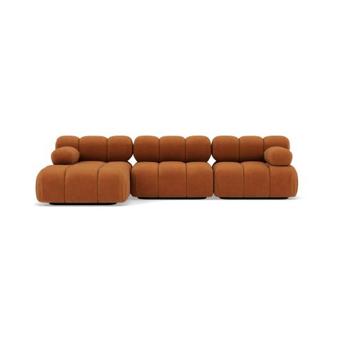 Ruby - Canapé Modulable D'angle Gauche 4 Places En Velours Texturé Terracotta