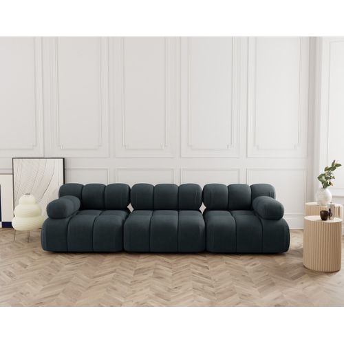 Ruby - Canapé Droit Modulable 3 Places En Velours Texturé Noir