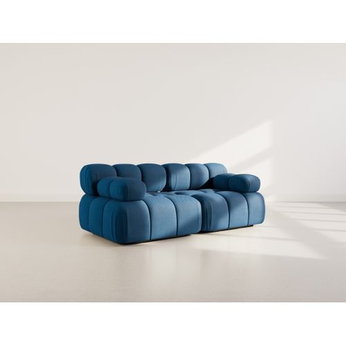 Ruby - Canapé Droit Modulable 2 Places En Velours Texturé Bleu