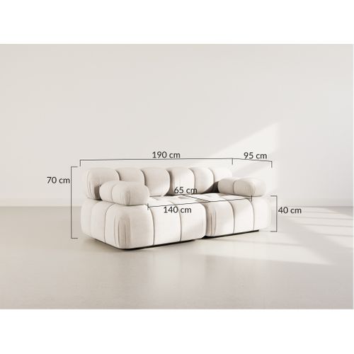 Ruby - Canapé Droit Modulable 2 Places En Velours Texturé Bleu