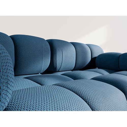 Ruby - Canapé Droit Modulable 2 Places En Velours Texturé Bleu