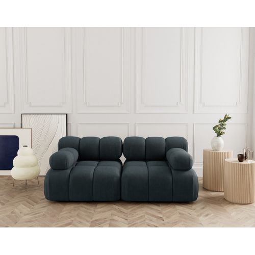 Ruby - Canapé Droit Modulable 2 Places En Velours Texturé Noir