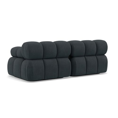 Ruby - Canapé Droit Modulable 2 Places En Velours Texturé Noir