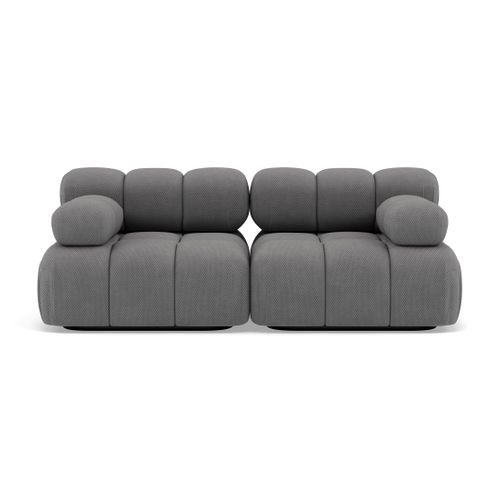 Ruby - Canapé Droit Modulable 2 Places En Velours Texturé Gris