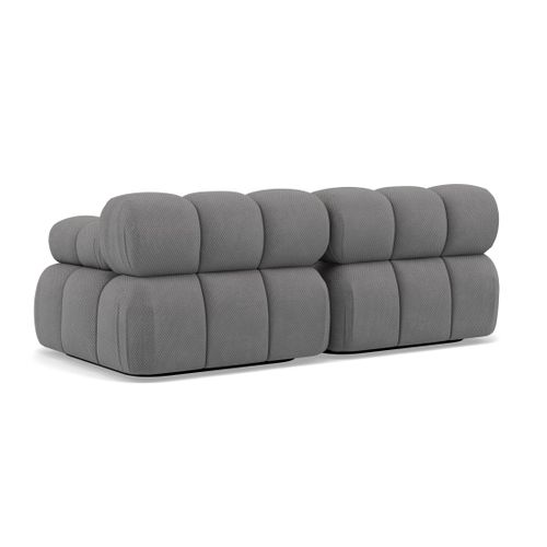 Ruby - Canapé Droit Modulable 2 Places En Velours Texturé Gris