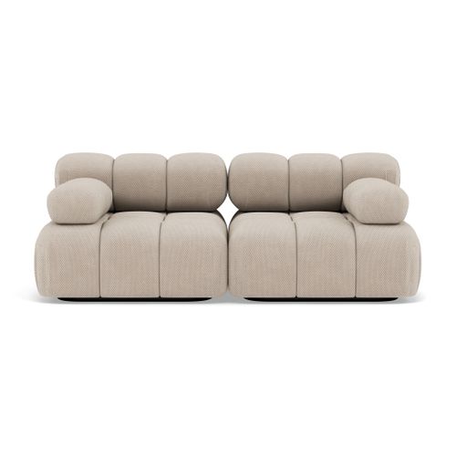 Ruby - Canapé Droit Modulable 2 Places En Velours Texturé Beige