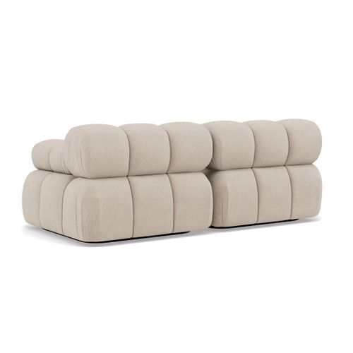 Ruby - Canapé Droit Modulable 2 Places En Velours Texturé Beige