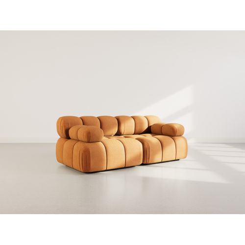 Ruby - Canapé Droit Modulable 2 Places En Velours Texturé Terracotta