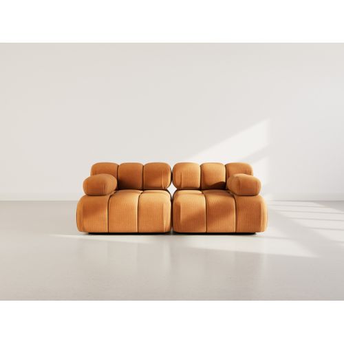 Ruby - Canapé Droit Modulable 2 Places En Velours Texturé Terracotta