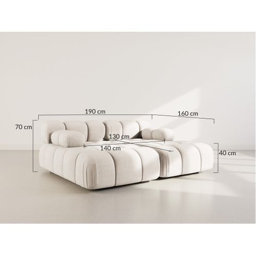 Ruby - Canapé Droit 4 Places Avec Double Méridienne - Assise Profonde - En Velours Texturé Bleu