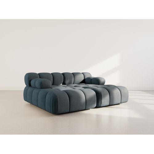 Ruby - Canapé Droit 4 Places Avec Double Méridienne - Assise Profonde - En Velours Texturé Noir